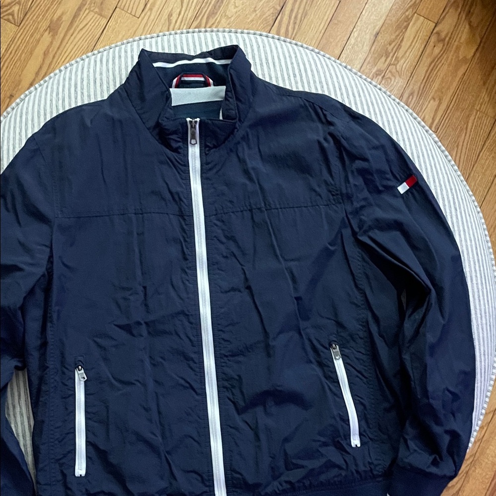 Tommy Hilfiger Navy Windbreaker with White Accents